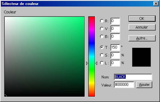 Un slecteur de couleur permettant de renvoyer un code couleur adapt.